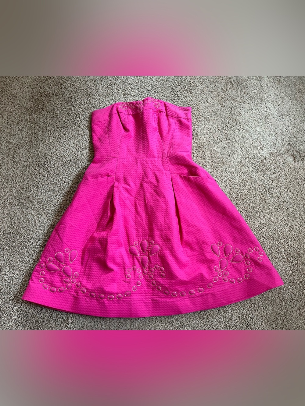Lilly Pulitzer Bright Pink Strapless Fit-and-Flare Dress.